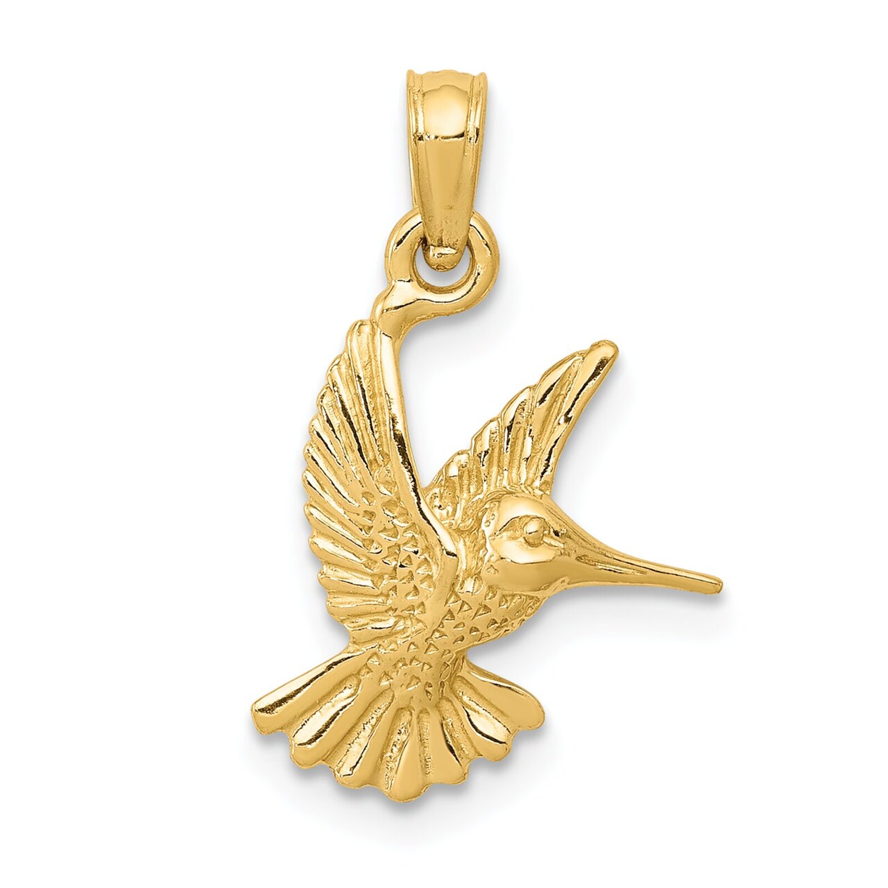 14K Gold Flying Hummingbird Charm Bird Pendant Jewelry 20 X 13mm